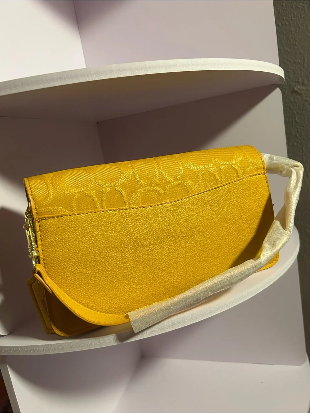 Coach Bright Yellow Signature Leather Crossbody with Gold 'C' Accent